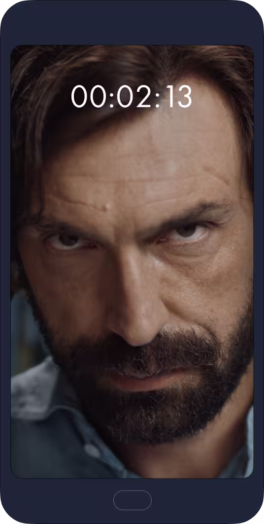 Andrea Pirlo staring back at the player with a running timer.