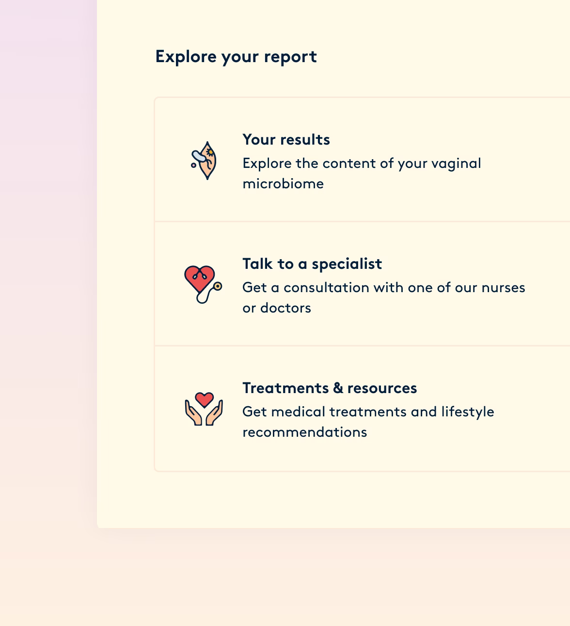 A report section explaining the user’s microbiome result in plain language.